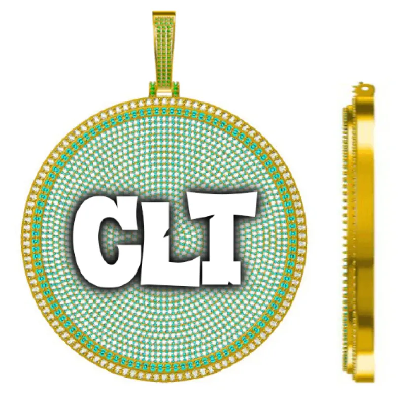 CUSTOM LETTER NECKLACE 3D BIG DISC sold by The GUU Shop