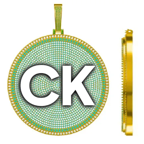 CUSTOM LETTER NECKLACE 3D BIG DISC sold by The GUU Shop