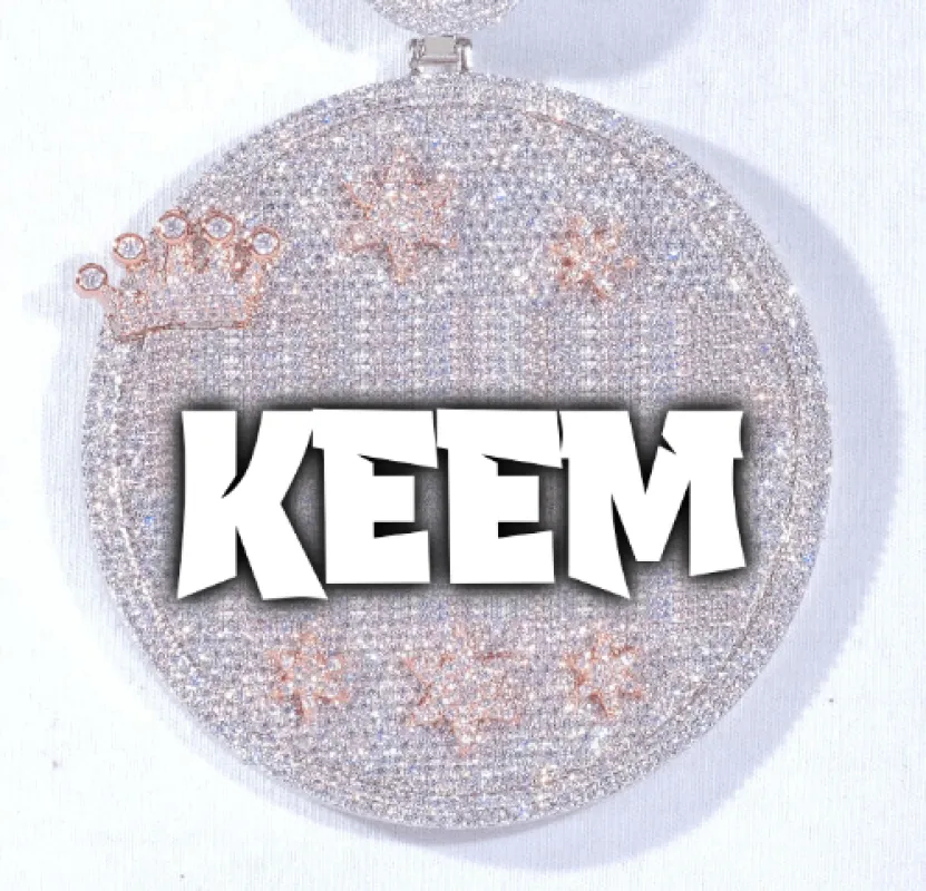 CUSTOM LETTER NECKLACE 3D BIG CROWN DISC sold by The GUU Shop