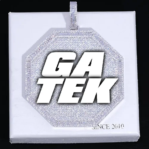 CUSTOM LETTER NECKLACE 3D BIG OCTAGON sold by The GUU Shop