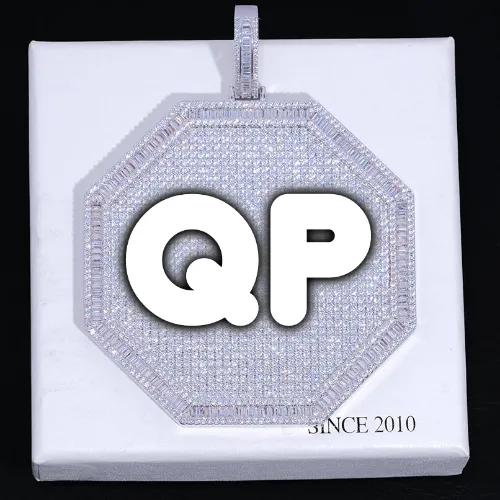 CUSTOM LETTER NECKLACE 3D BIG OCTAGON sold by The GUU Shop