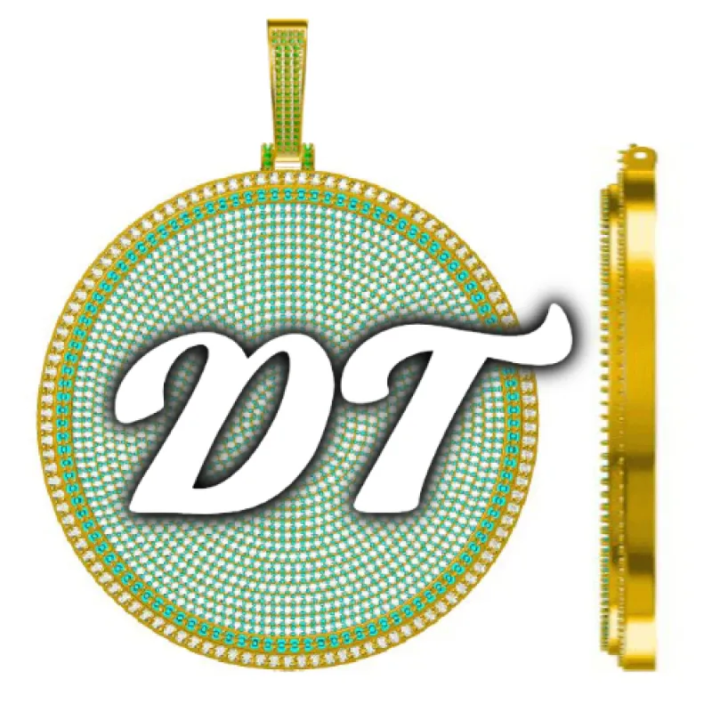 CUSTOM LETTER NECKLACE 3D BIG DISC sold by The GUU Shop