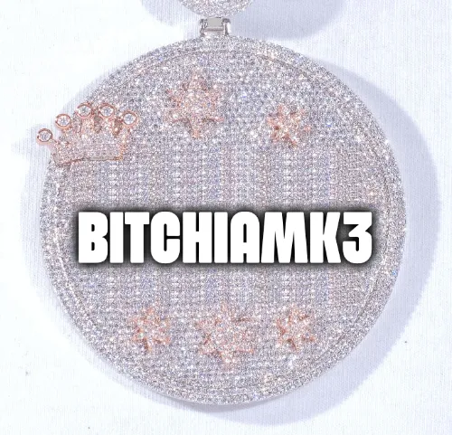 CUSTOM LETTER NECKLACE 3D BIG CROWN DISC sold by The GUU Shop