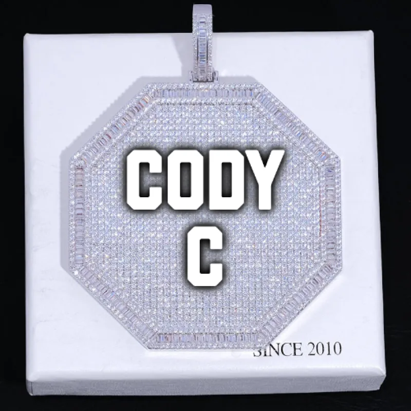 CUSTOM LETTER NECKLACE 3D BIG OCTAGON sold by The GUU Shop