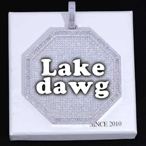 CUSTOM LETTER NECKLACE 3D BIG OCTAGON sold by The GUU Shop