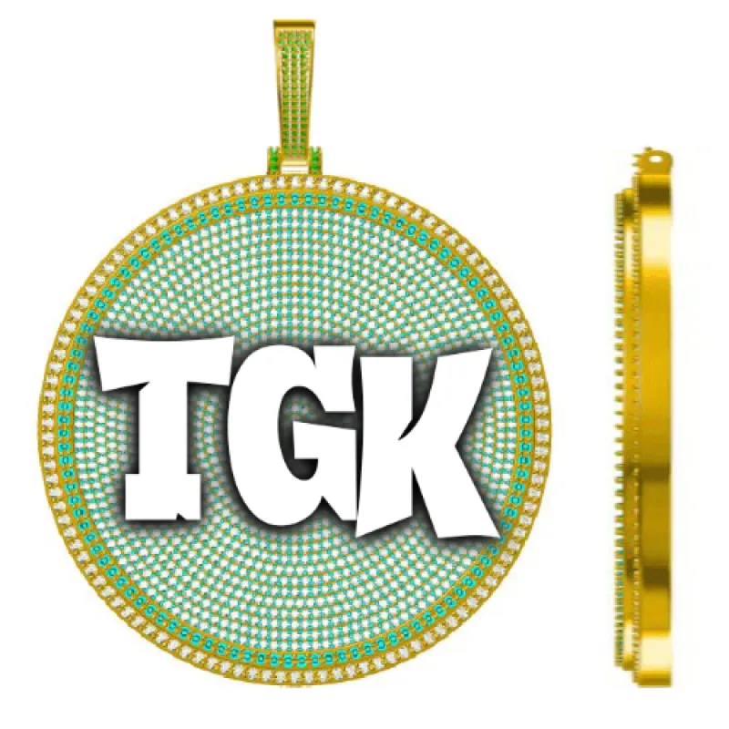 CUSTOM LETTER NECKLACE 3D BIG DISC sold by The GUU Shop