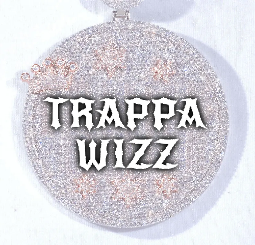 CUSTOM LETTER NECKLACE 3D BIG CROWN DISC sold by The GUU Shop