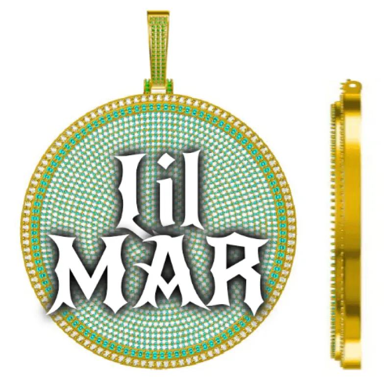 CUSTOM LETTER NECKLACE 3D BIG DISC sold by The GUU Shop