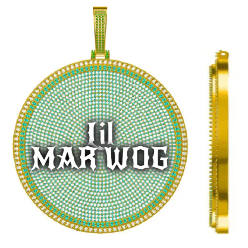 CUSTOM LETTER NECKLACE 3D BIG DISC sold by The GUU Shop