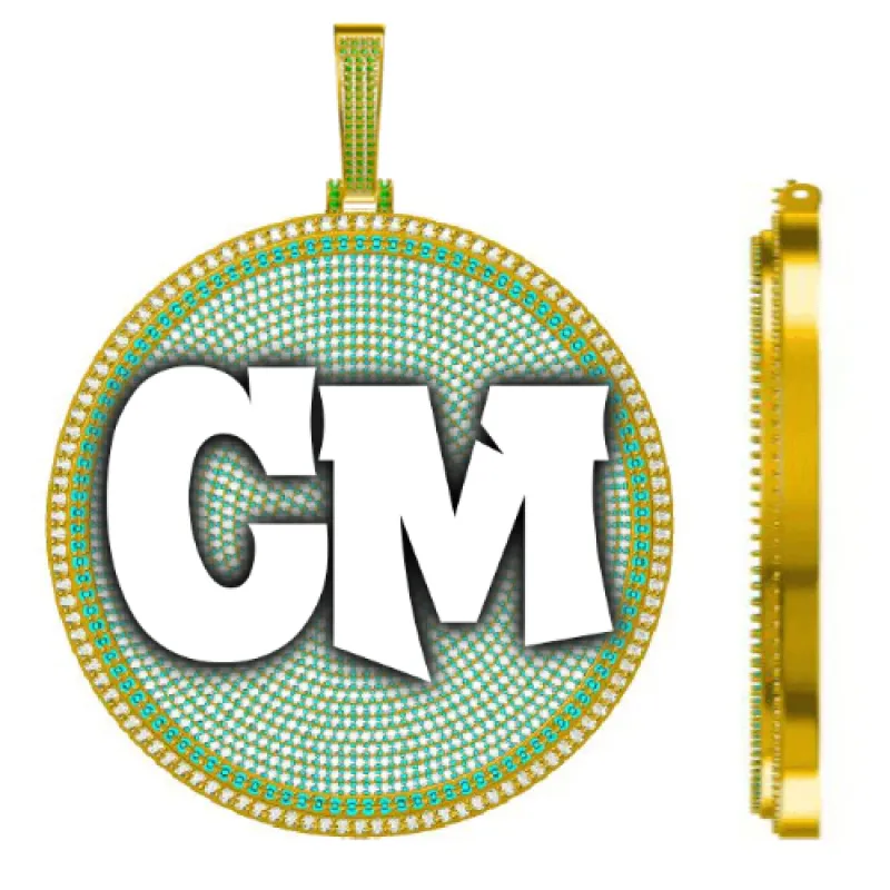 CUSTOM LETTER NECKLACE 3D BIG DISC sold by The GUU Shop