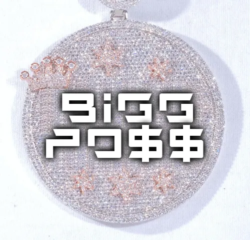 CUSTOM LETTER NECKLACE 3D BIG CROWN DISC sold by The GUU Shop