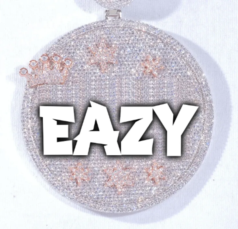 CUSTOM LETTER NECKLACE 3D BIG CROWN DISC sold by The GUU Shop