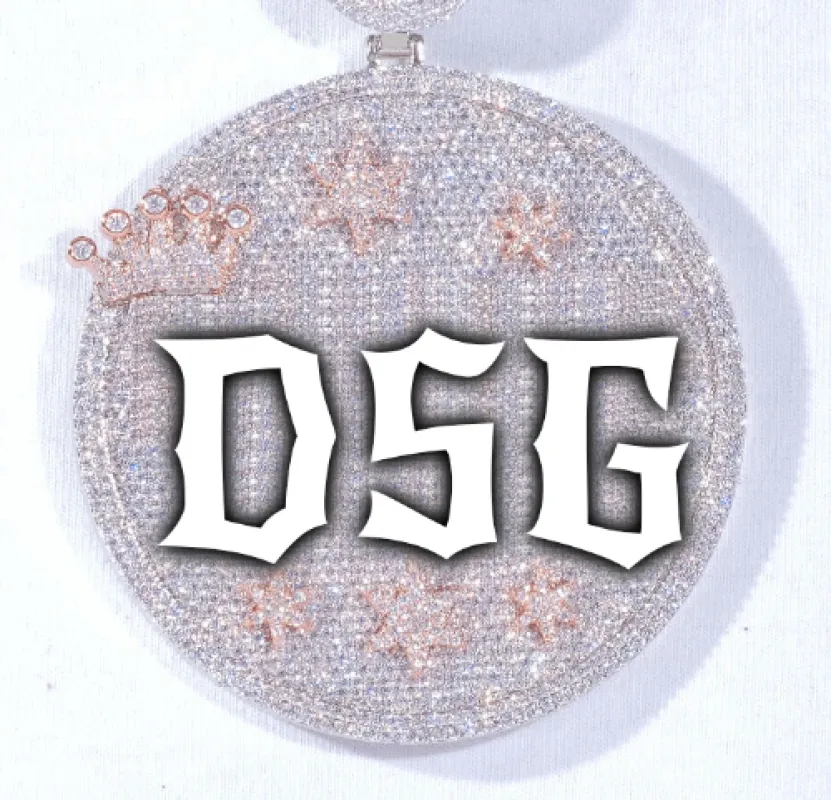 CUSTOM LETTER NECKLACE 3D BIG CROWN DISC sold by The GUU Shop
