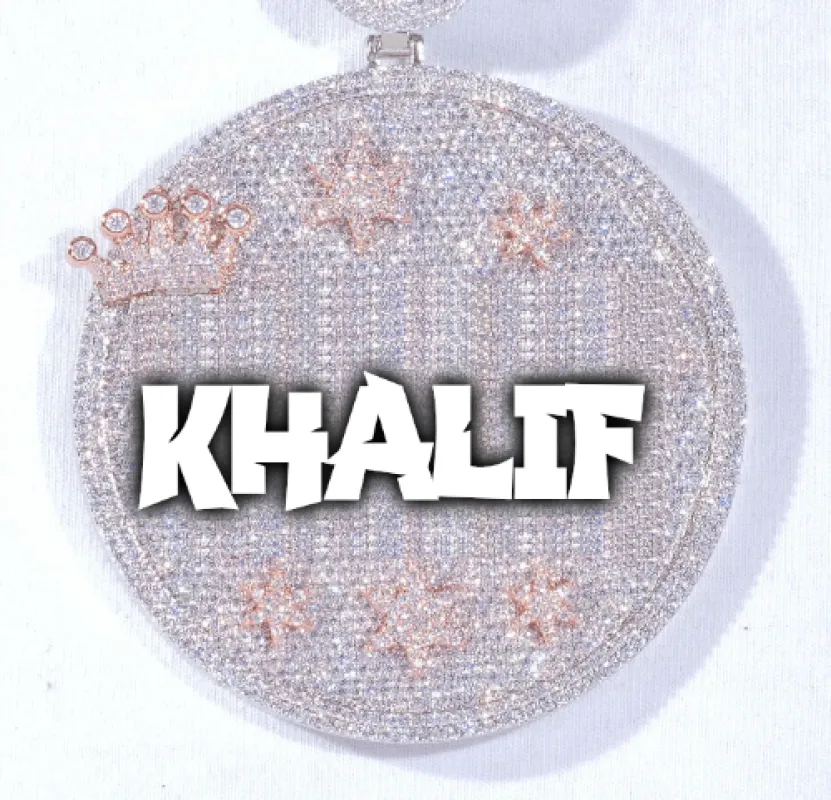 CUSTOM LETTER NECKLACE 3D BIG CROWN DISC sold by The GUU Shop