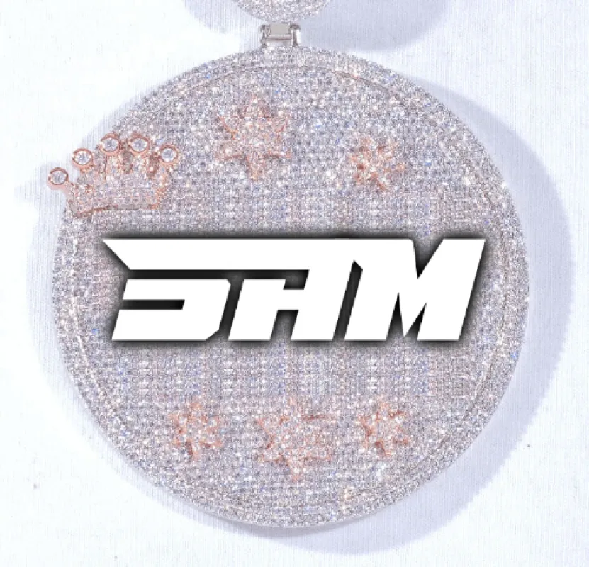 CUSTOM LETTER NECKLACE 3D BIG CROWN DISC sold by The GUU Shop