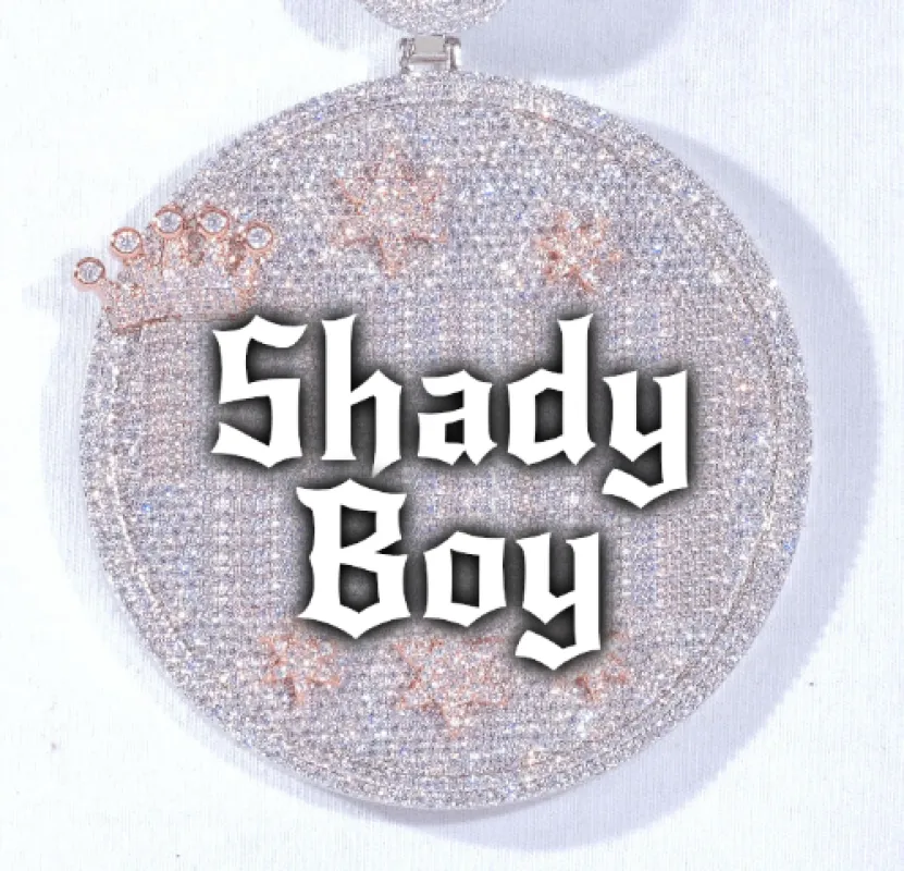 CUSTOM LETTER NECKLACE 3D BIG CROWN DISC sold by The GUU Shop