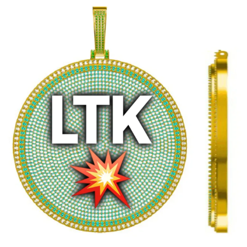 CUSTOM LETTER NECKLACE 3D BIG DISC sold by The GUU Shop