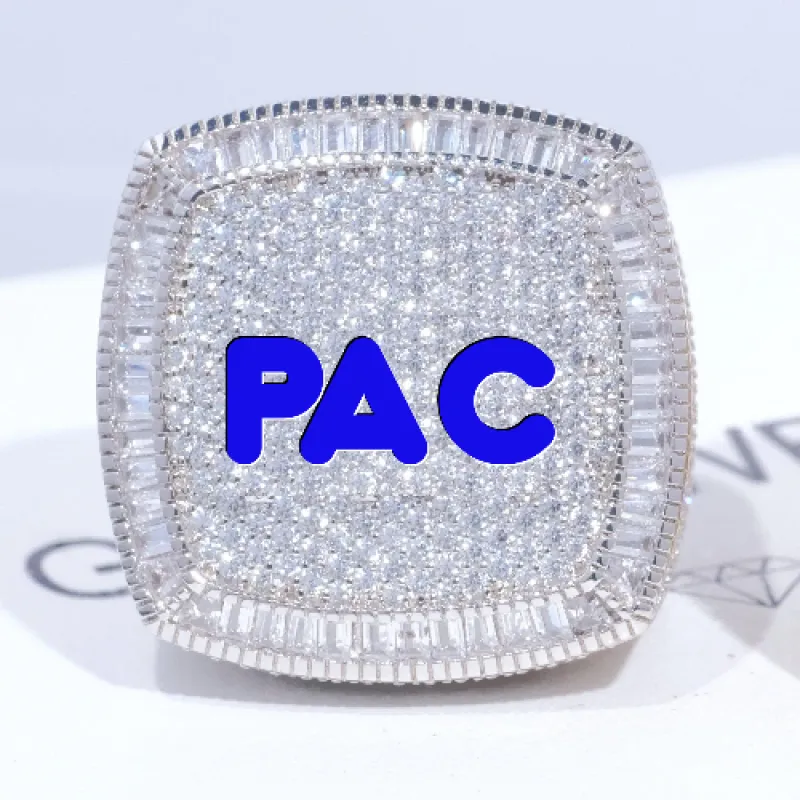 CUSTOM LETTER 3D ICED RING sold by The GUU Shop