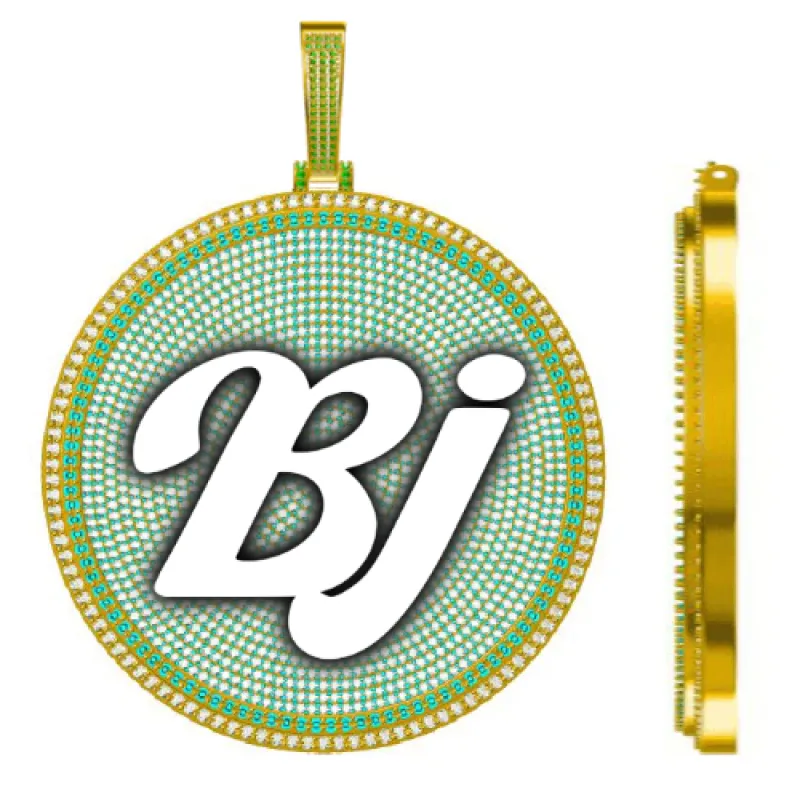 CUSTOM LETTER NECKLACE 3D BIG DISC sold by The GUU Shop