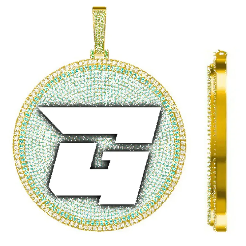 CUSTOM LETTER NECKLACE 3D BIG DISC sold by The GUU Shop