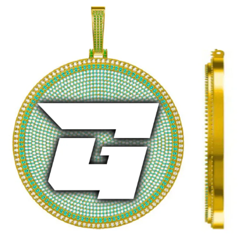 CUSTOM LETTER NECKLACE 3D BIG DISC sold by The GUU Shop