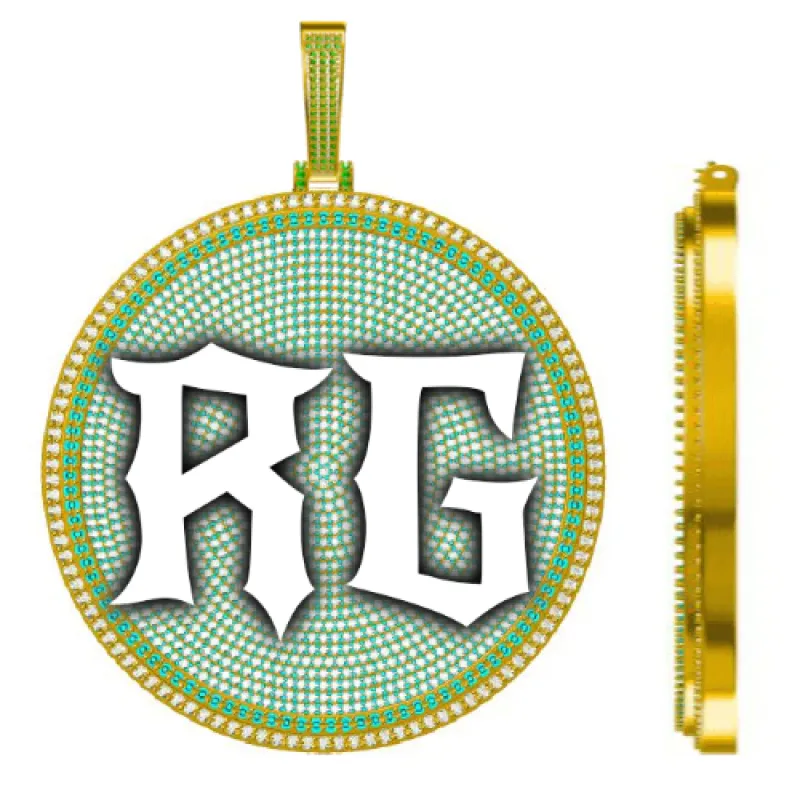 CUSTOM LETTER NECKLACE 3D BIG DISC sold by The GUU Shop