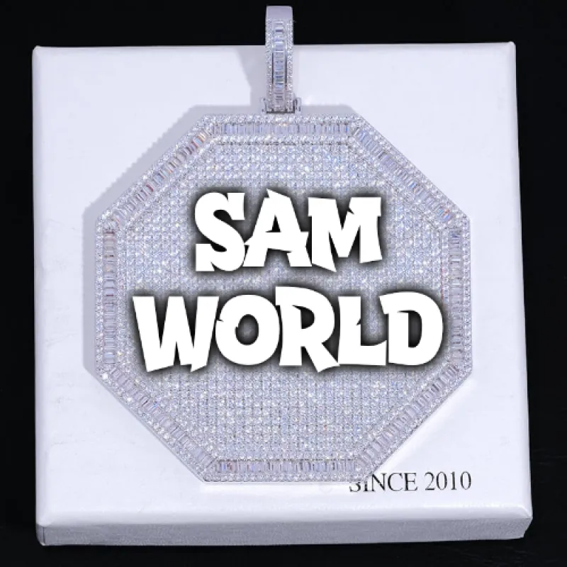 CUSTOM LETTER NECKLACE 3D BIG OCTAGON sold by The GUU Shop