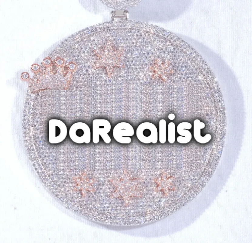 CUSTOM LETTER NECKLACE 3D BIG CROWN DISC sold by The GUU Shop