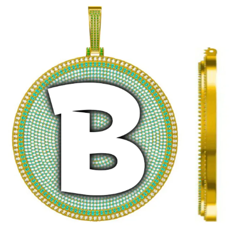 CUSTOM LETTER NECKLACE 3D BIG DISC sold by The GUU Shop