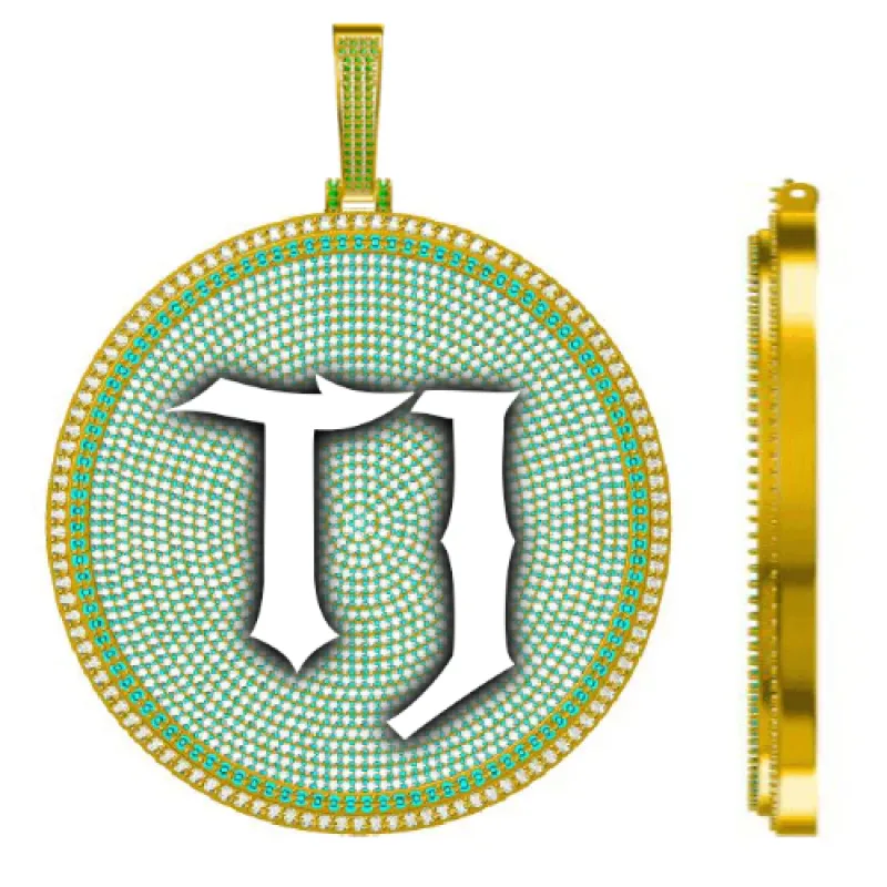 CUSTOM LETTER NECKLACE 3D BIG DISC made by The GUU Shop