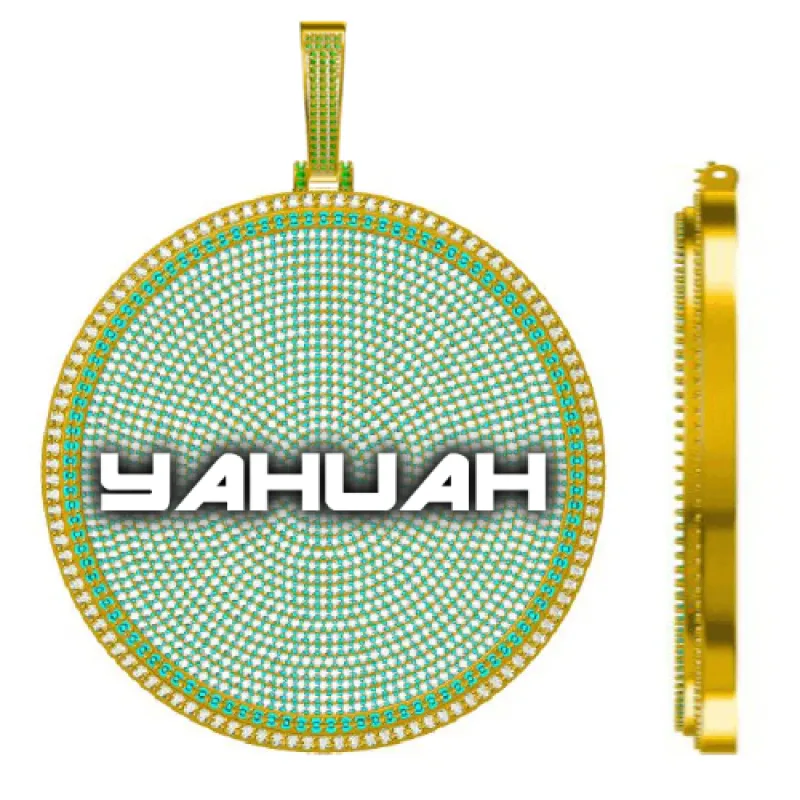 CUSTOM LETTER NECKLACE 3D BIG DISC sold by The GUU Shop