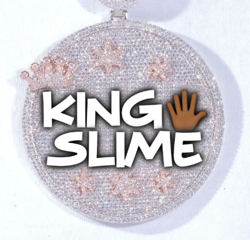 CUSTOM LETTER NECKLACE 3D BIG CROWN DISC sold by The GUU Shop