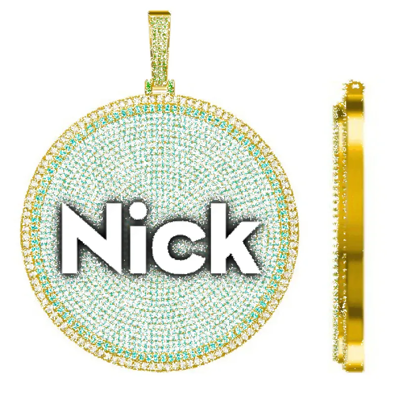 CUSTOM LETTER NECKLACE 3D BIG DISC sold by The GUU Shop