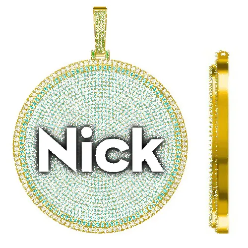 CUSTOM LETTER NECKLACE 3D BIG DISC sold by The GUU Shop