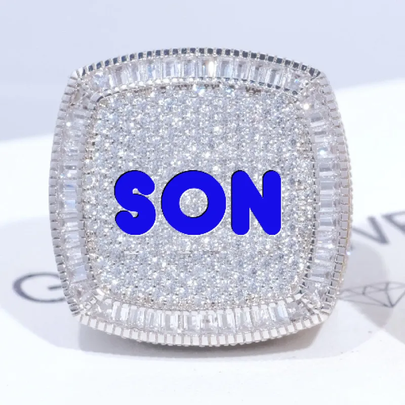 CUSTOM LETTER 3D ICED RING sold by The GUU Shop