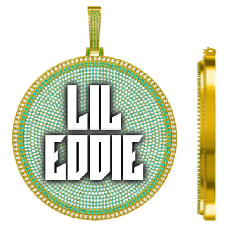 CUSTOM LETTER NECKLACE 3D BIG DISC sold by The GUU Shop