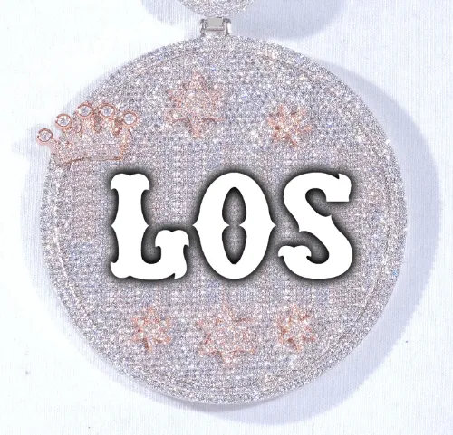 CUSTOM LETTER NECKLACE 3D BIG CROWN DISC sold by The GUU Shop