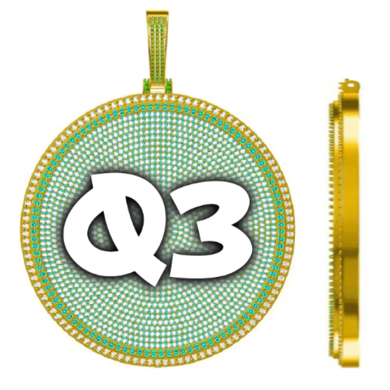 CUSTOM LETTER NECKLACE 3D BIG DISC sold by The GUU Shop