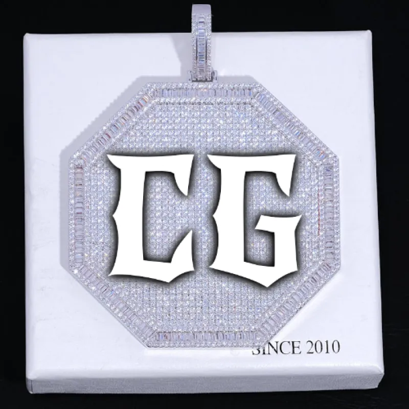 CUSTOM LETTER NECKLACE 3D BIG OCTAGON sold by The GUU Shop