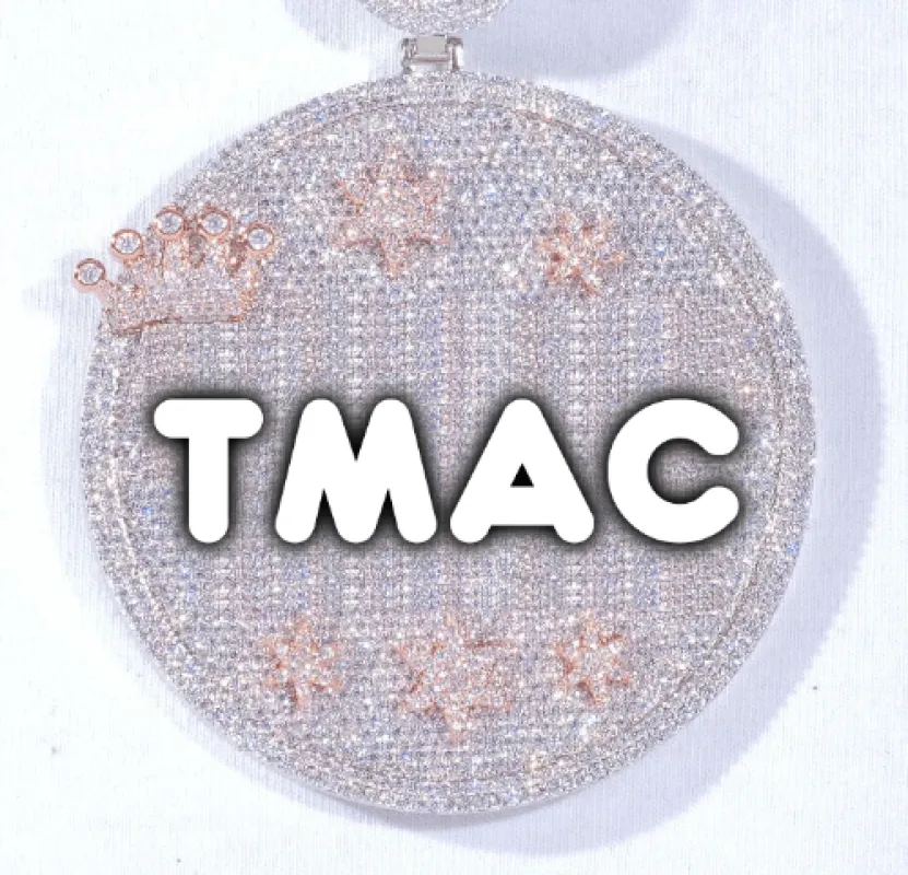 CUSTOM LETTER NECKLACE 3D BIG CROWN DISC sold by The GUU Shop