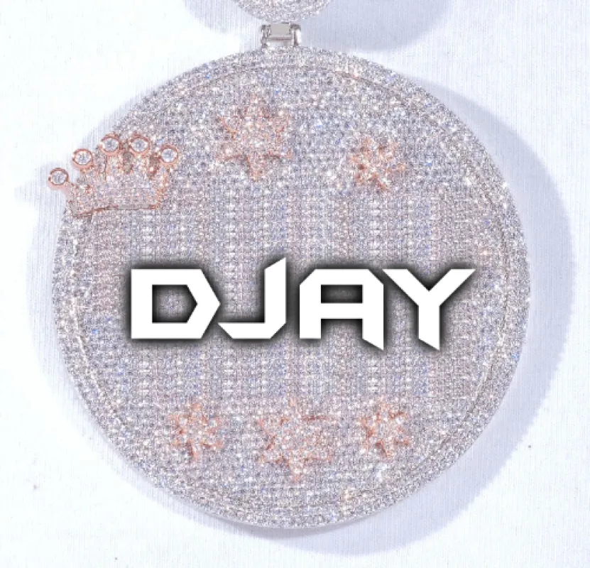 CUSTOM LETTER NECKLACE 3D BIG CROWN DISC sold by The GUU Shop