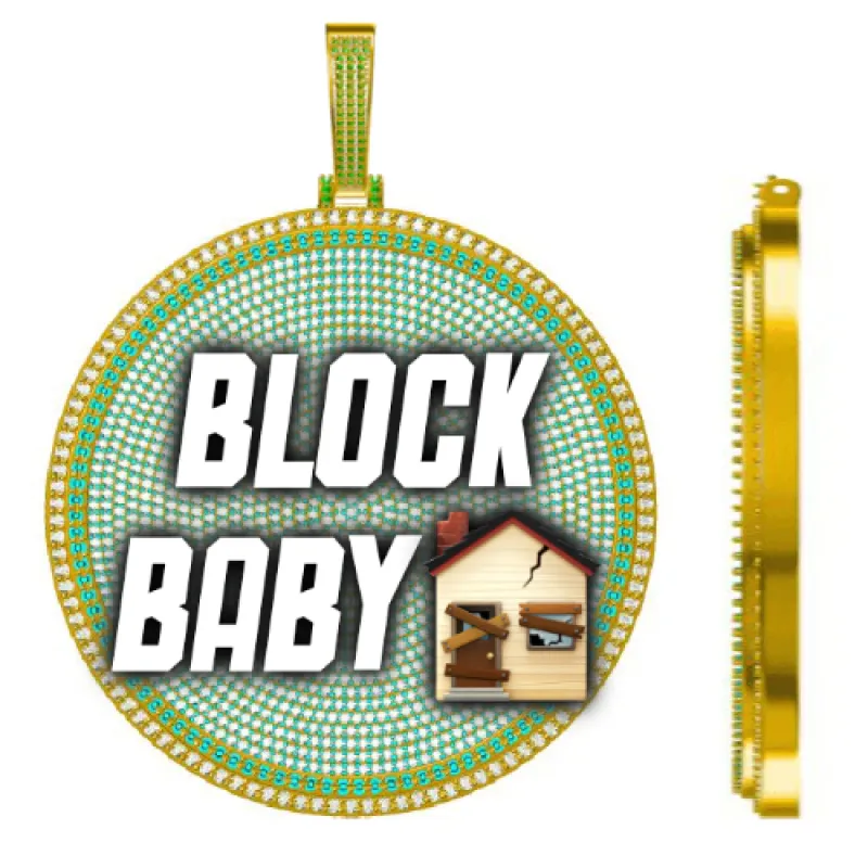 CUSTOM LETTER NECKLACE 3D BIG DISC sold by The GUU Shop