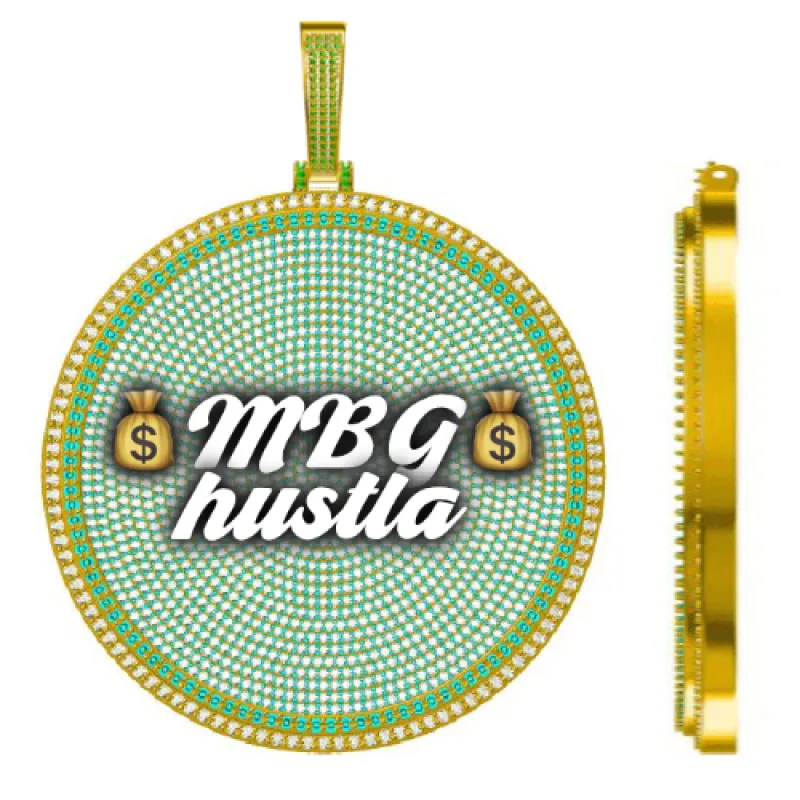 CUSTOM LETTER NECKLACE 3D BIG DISC sold by The GUU Shop