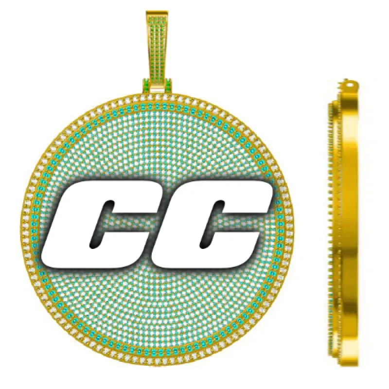 CUSTOM LETTER NECKLACE 3D BIG DISC sold by The GUU Shop