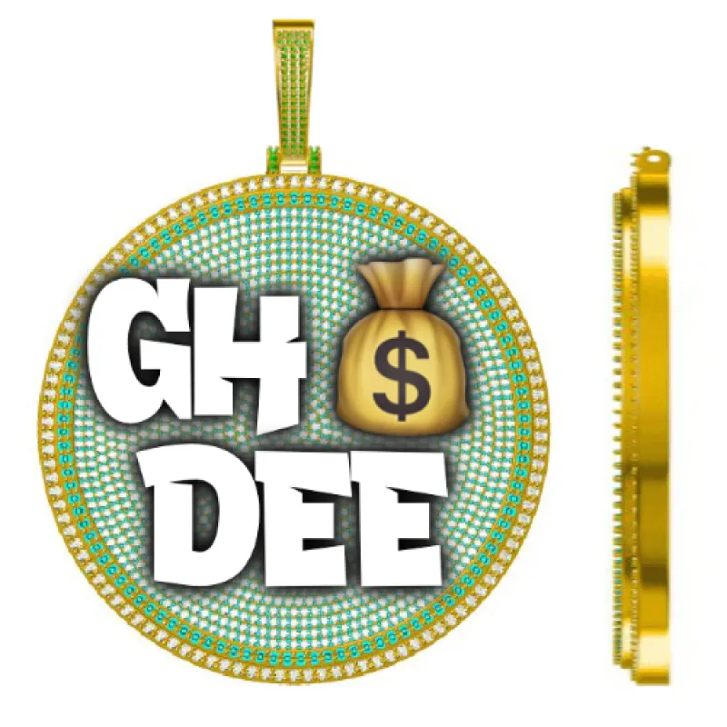 CUSTOM LETTER NECKLACE 3D BIG DISC sold by The GUU Shop