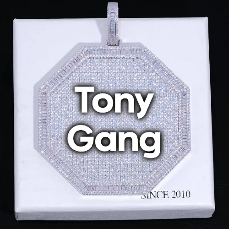 CUSTOM LETTER NECKLACE 3D BIG OCTAGON sold by The GUU Shop