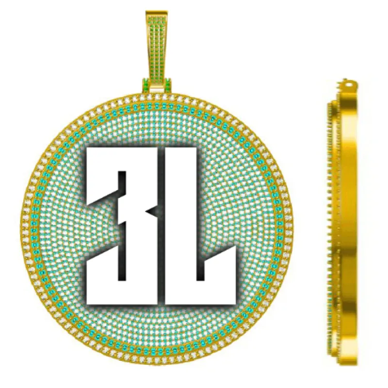 CUSTOM LETTER NECKLACE 3D BIG DISC sold by The GUU Shop