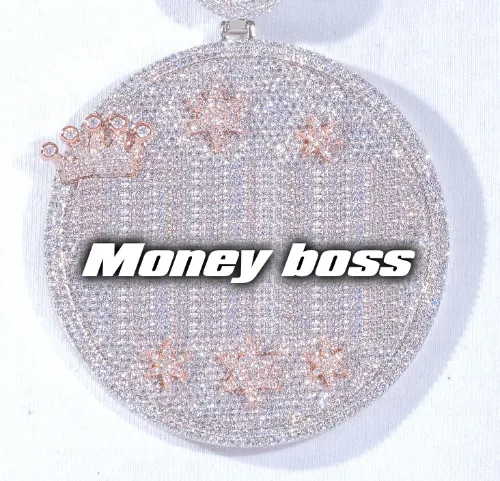 CUSTOM LETTER NECKLACE 3D BIG CROWN DISC sold by The GUU Shop