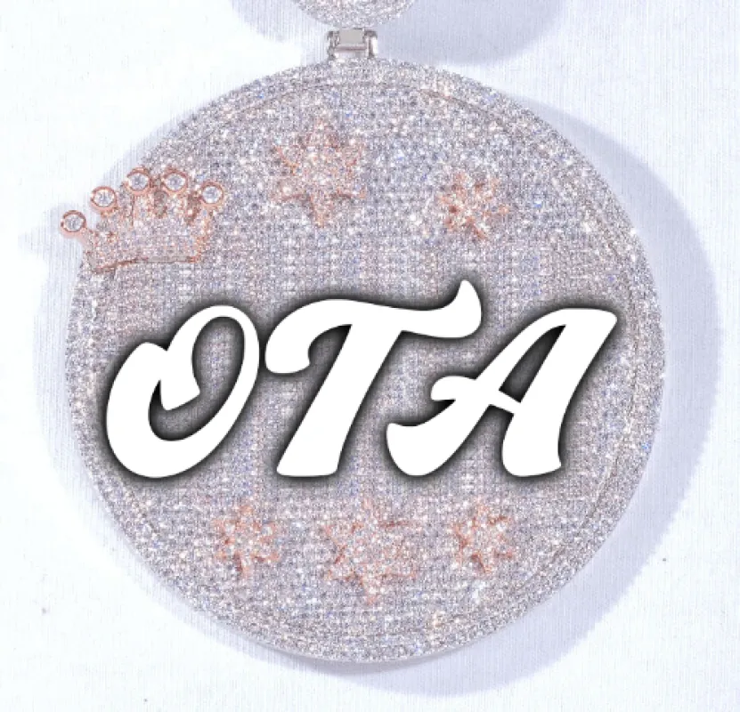 CUSTOM LETTER NECKLACE 3D BIG CROWN DISC sold by The GUU Shop