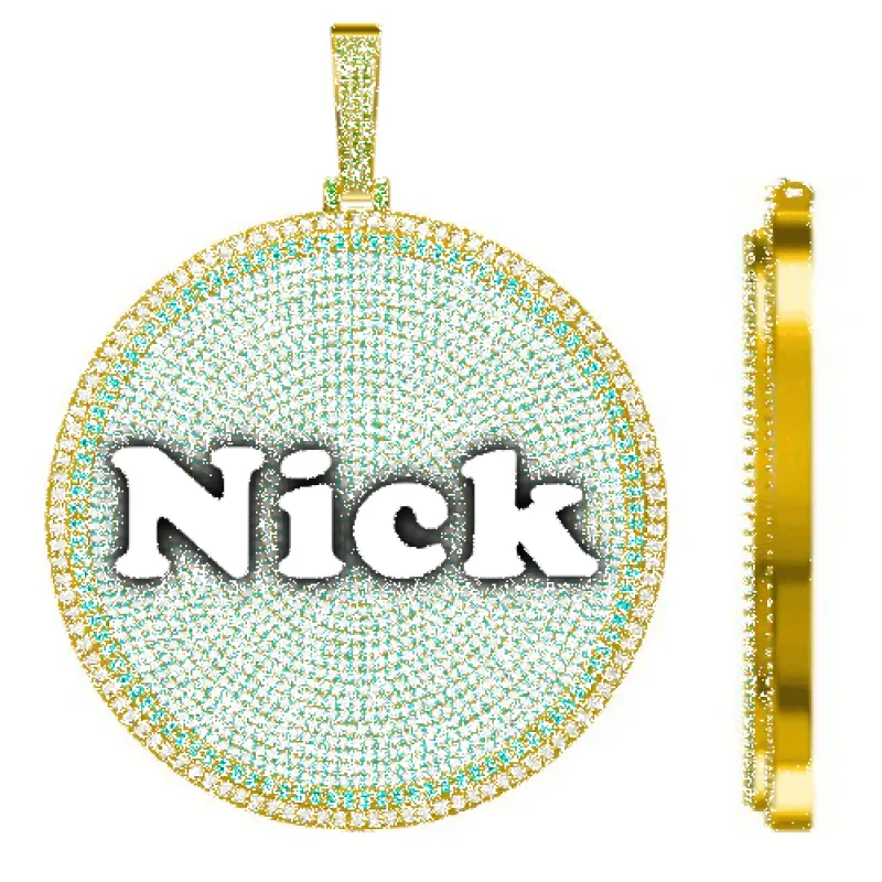 CUSTOM LETTER NECKLACE 3D BIG DISC sold by The GUU Shop